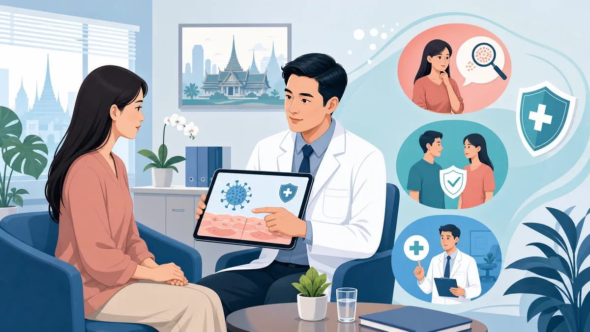 ภาพประกอบการปรึกษาแพทย์เรื่องหูดหงอนไก่และการติดเชื้อ HPV